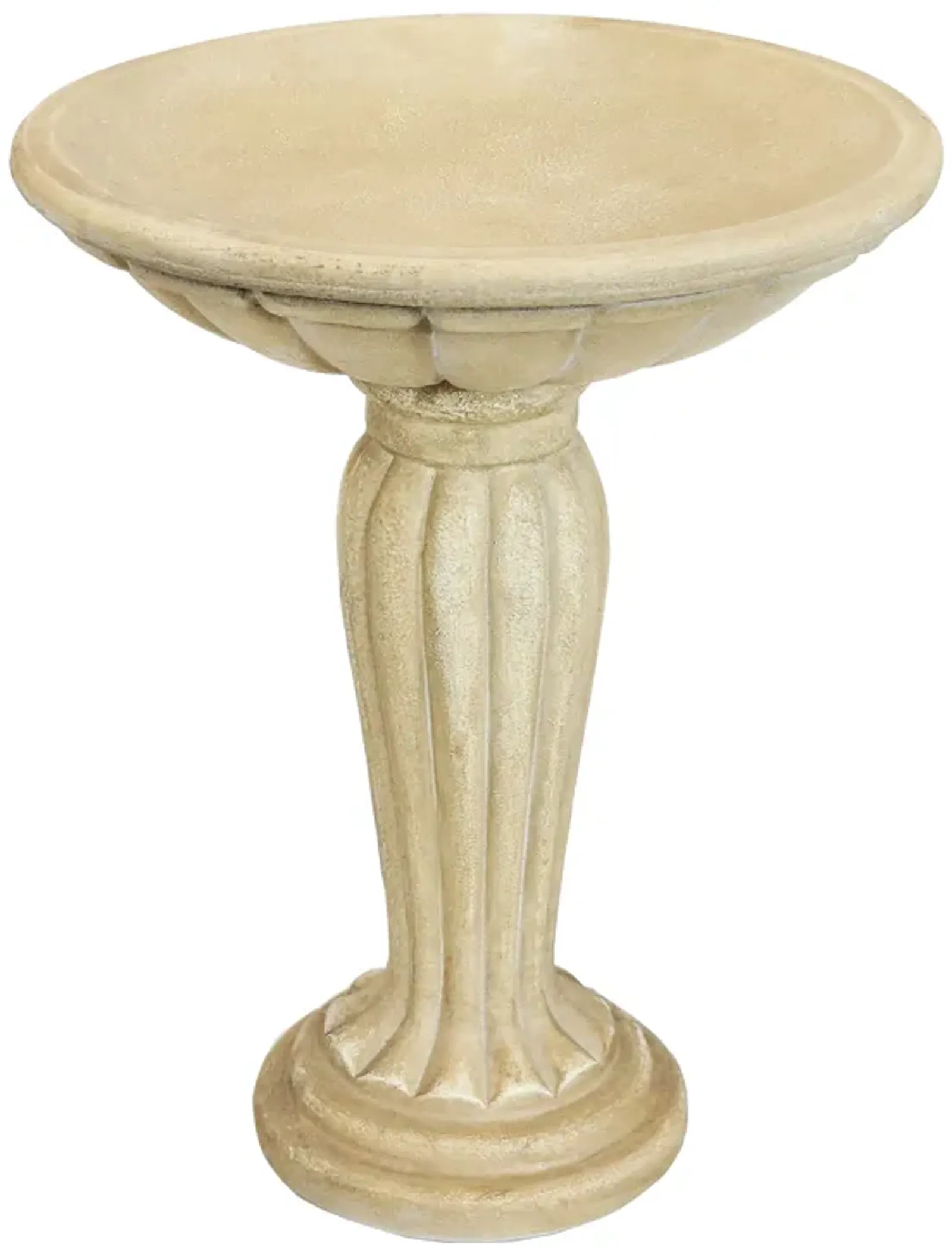 Sunnydaze Grecian Glass Fiber Reinforced Concrete Bird Bath - 16 in - Cream