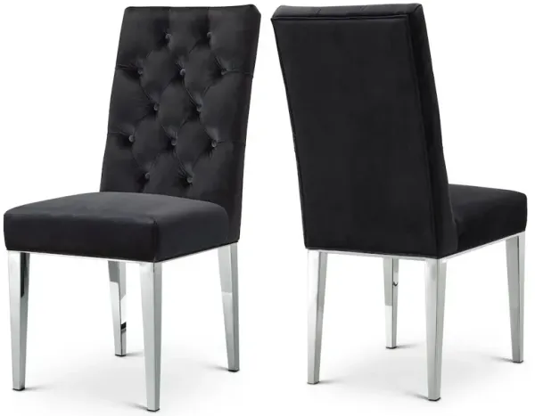 Meridian Furniture Juno Black Velvet Dining Chair, Set of 2