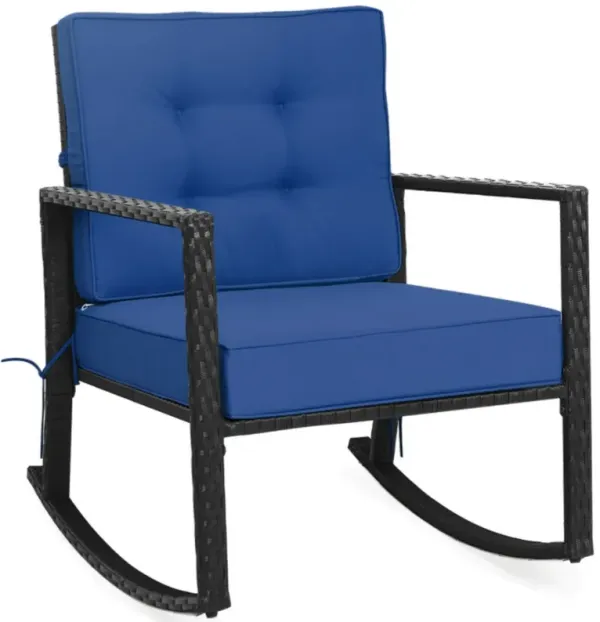 Patio Rattan Rocker Outdoor Glider Rocking Chair Cushion Lawn