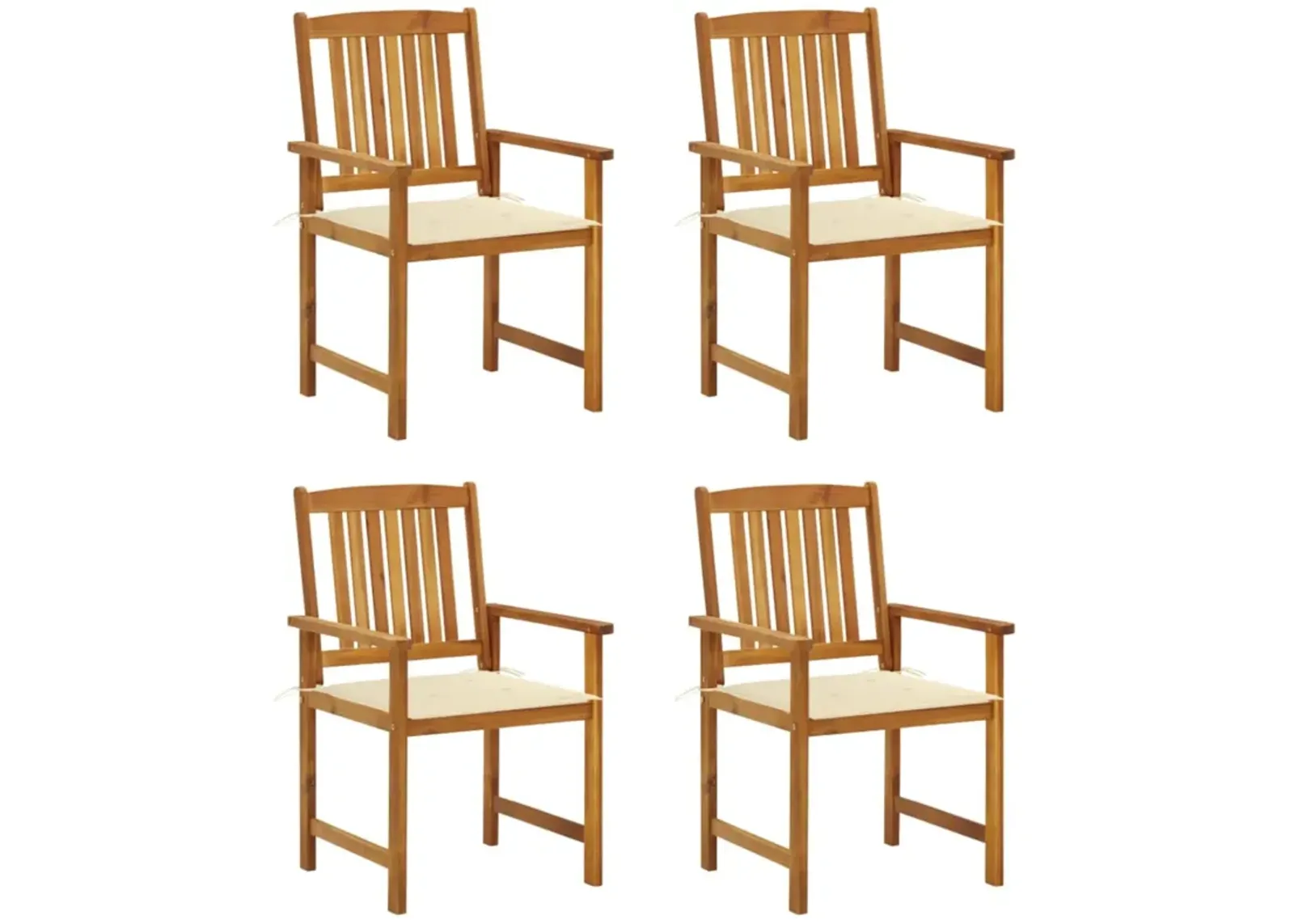 vidaXL Director's Chairs with Cushions 4 pcs Solid Acacia Wood