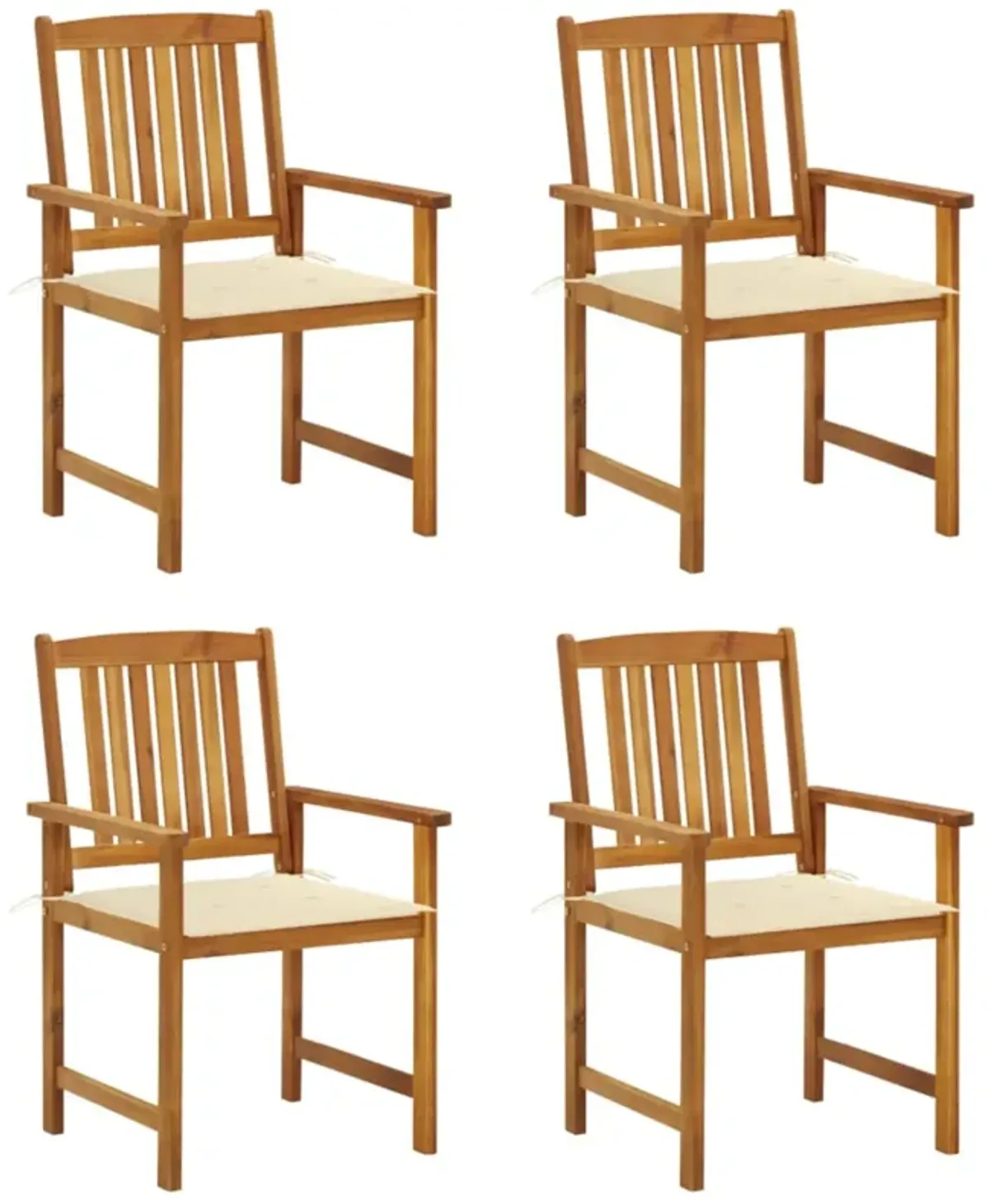 vidaXL Director's Chairs with Cushions 4 pcs Solid Acacia Wood