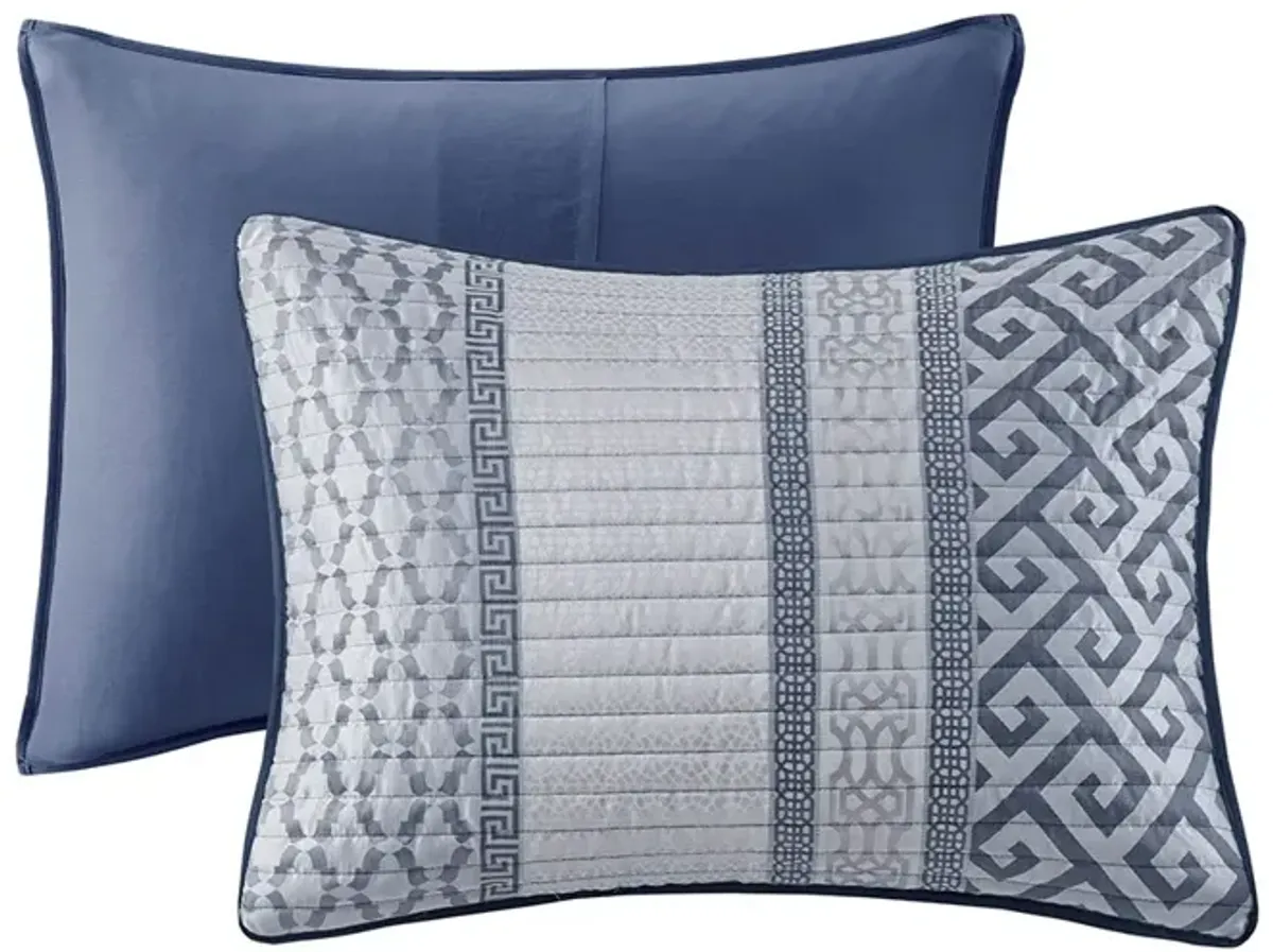 Gracie Mills Theodore 4-Piece Reversible Jacquard Quilt Set with Throw Pillow