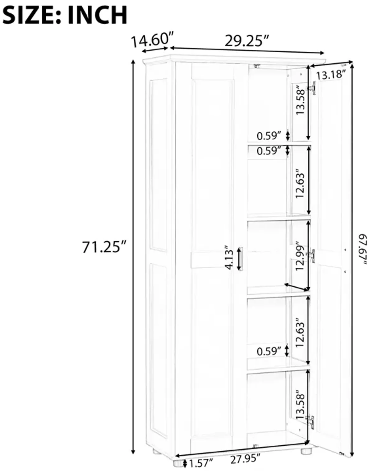 White Storage Cabinet with Two Doors for Bathroom