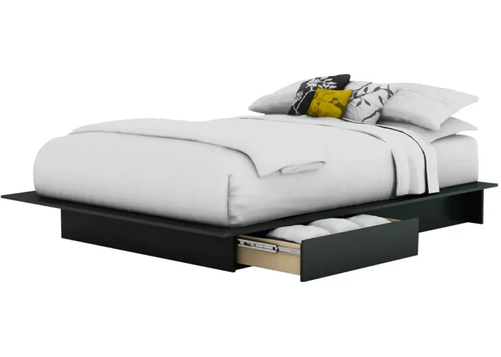 QuikFurn Full / Queen size Modern Platform Bed Frame with 2 Storage Drawers