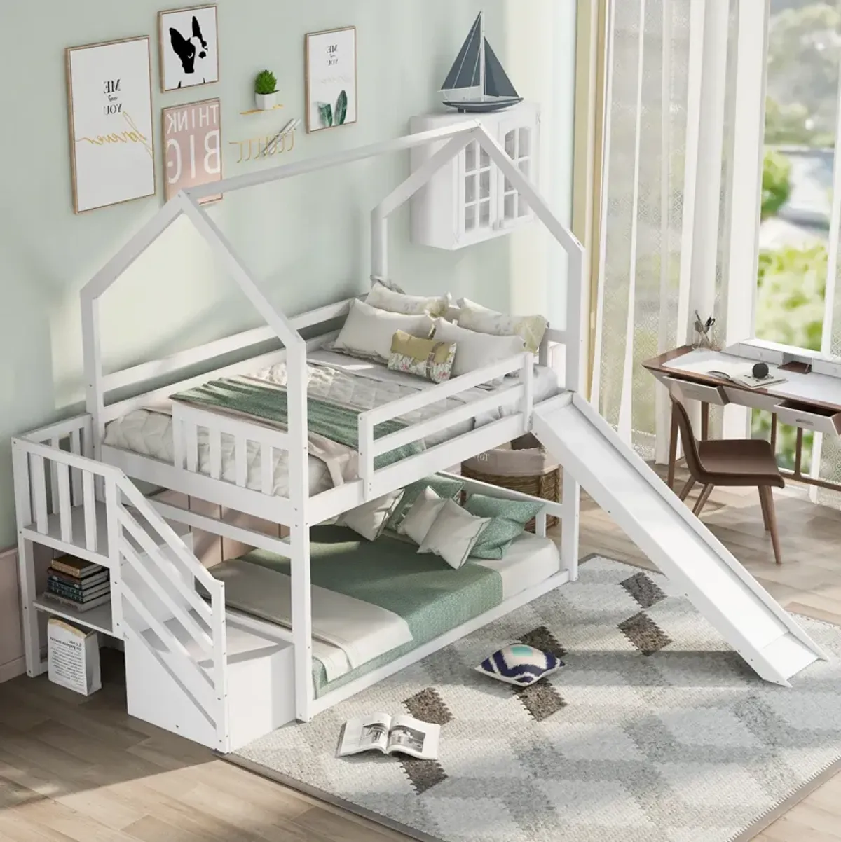 Merax House Bunk Bed with Slide