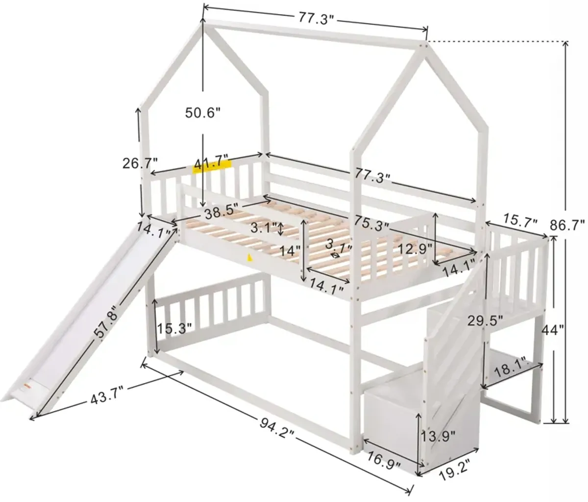 Merax House Bunk Bed with Slide