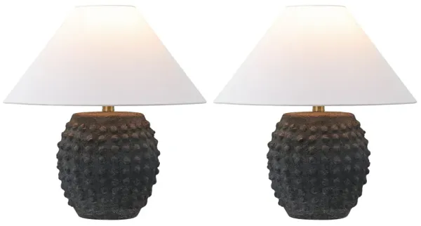 Effie 18.25" Minimalist Scandinavian Ceramic/Iron Hobnail LED Table Lamp