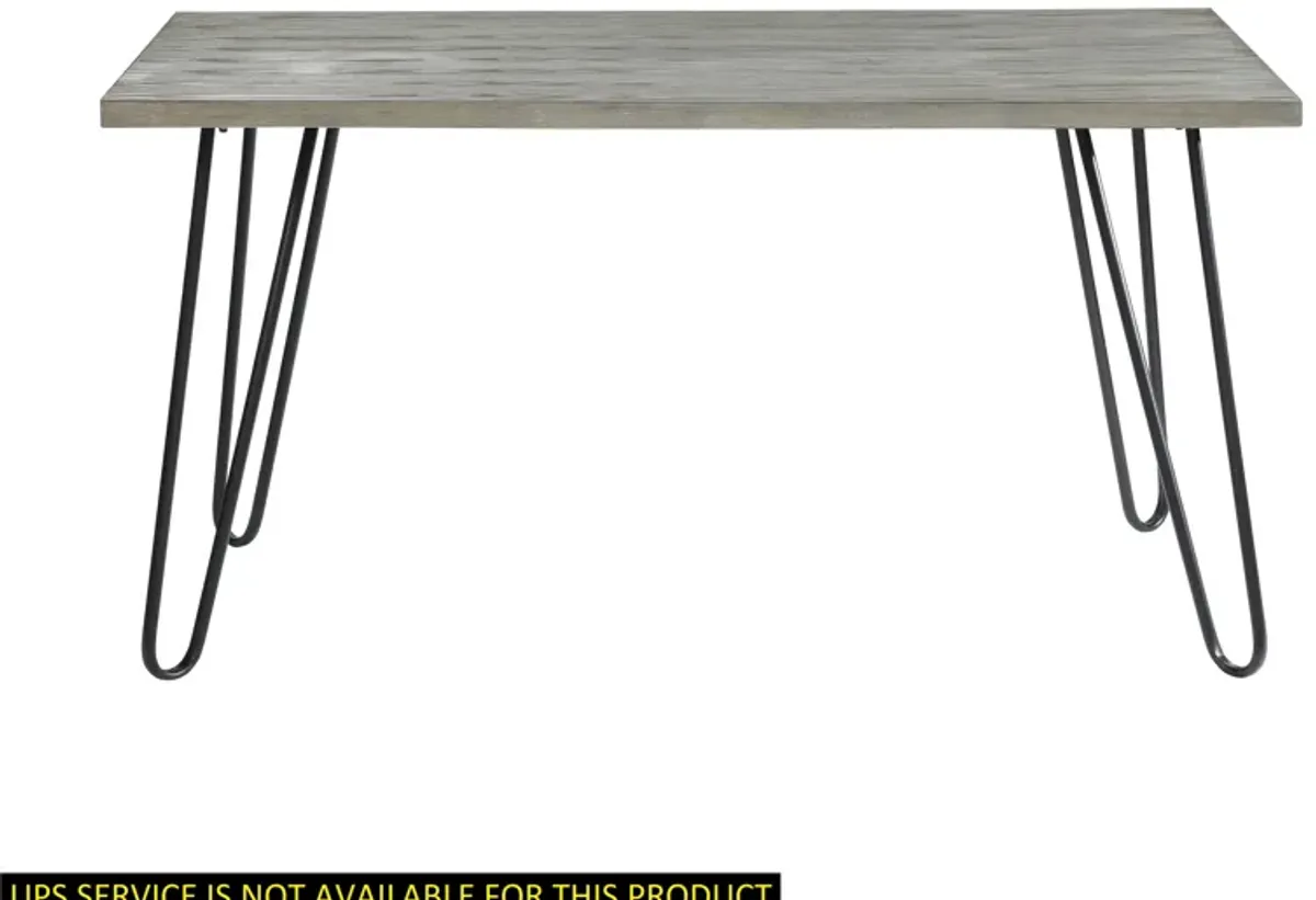 Modern Sleek Design Dining Table 1 Piece Light Gray Wooden Top Black Finish Metal Legs Dining Furniture