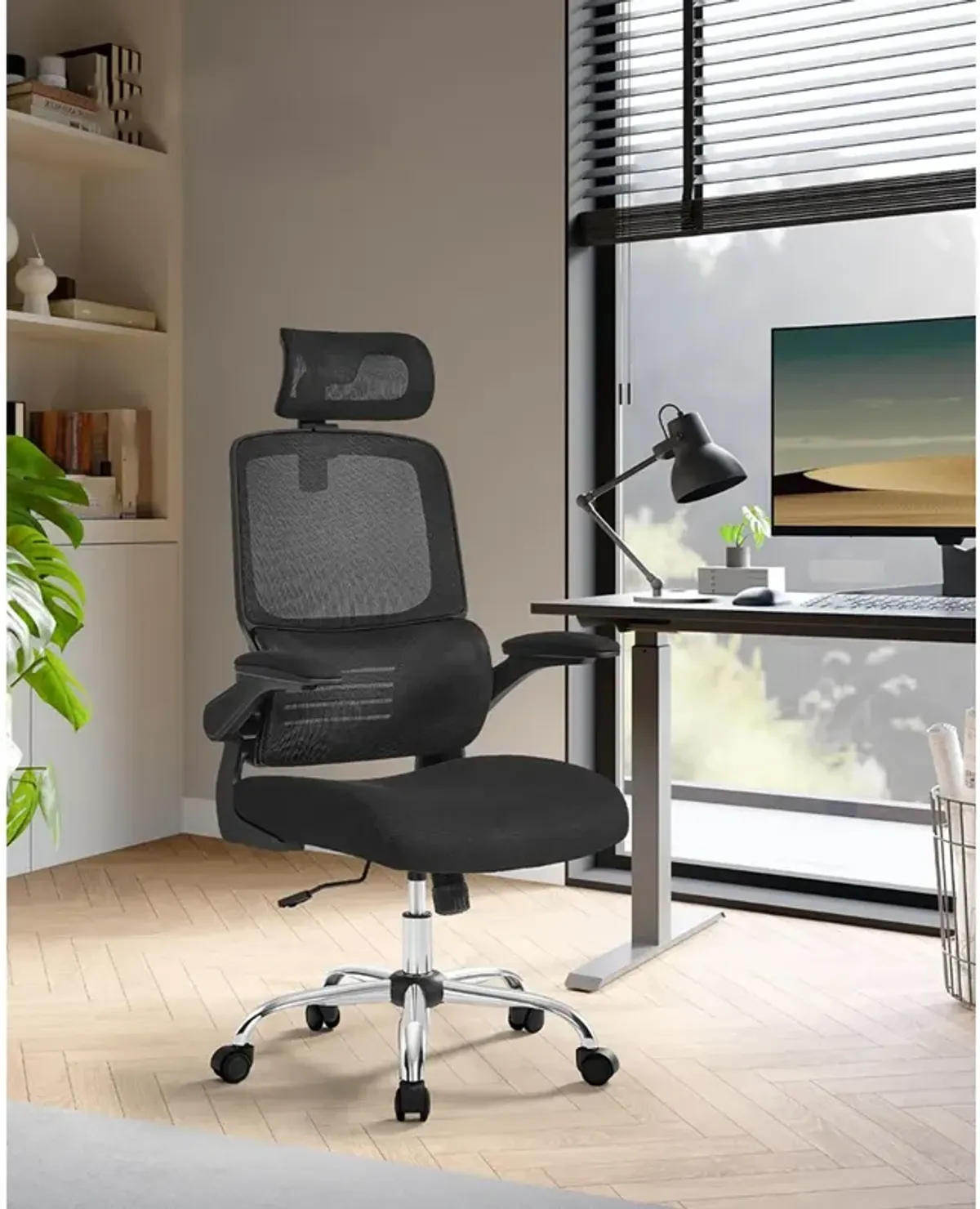 Adjustable Headrest Mesh Computer Chair for Ergonomic Comfort and Support