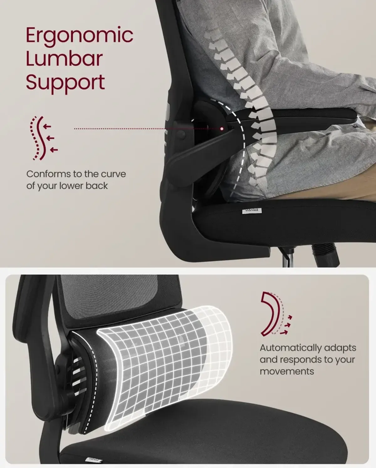 Adjustable Headrest Mesh Computer Chair for Ergonomic Comfort and Support