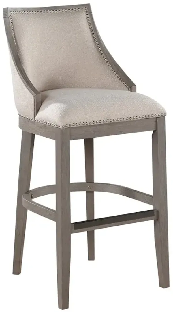 Keller Counter Height Stool 30" - Beige Fabric - Greywood Finish