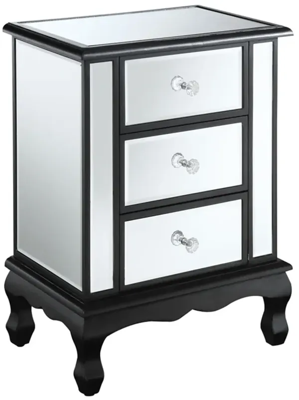 Convenience Concepts Gold Coast Vineyard 3 Drawer End Table, 19"L x 12"W x 24.75"H, Black/Mirror