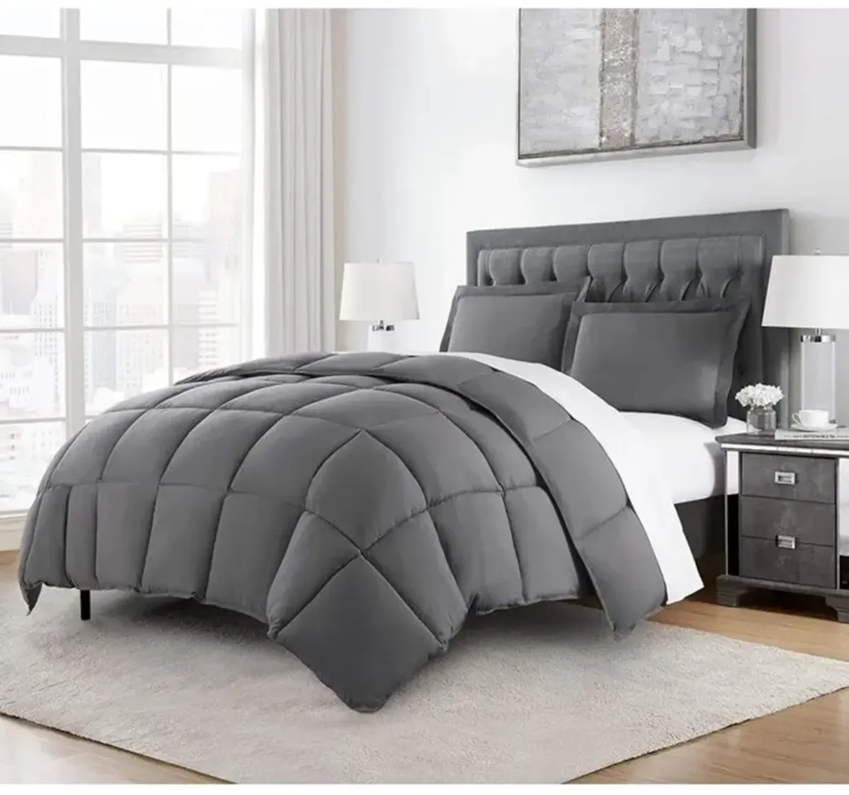 Hivvago Reversible Microfiber Down Alternative Comforter Set