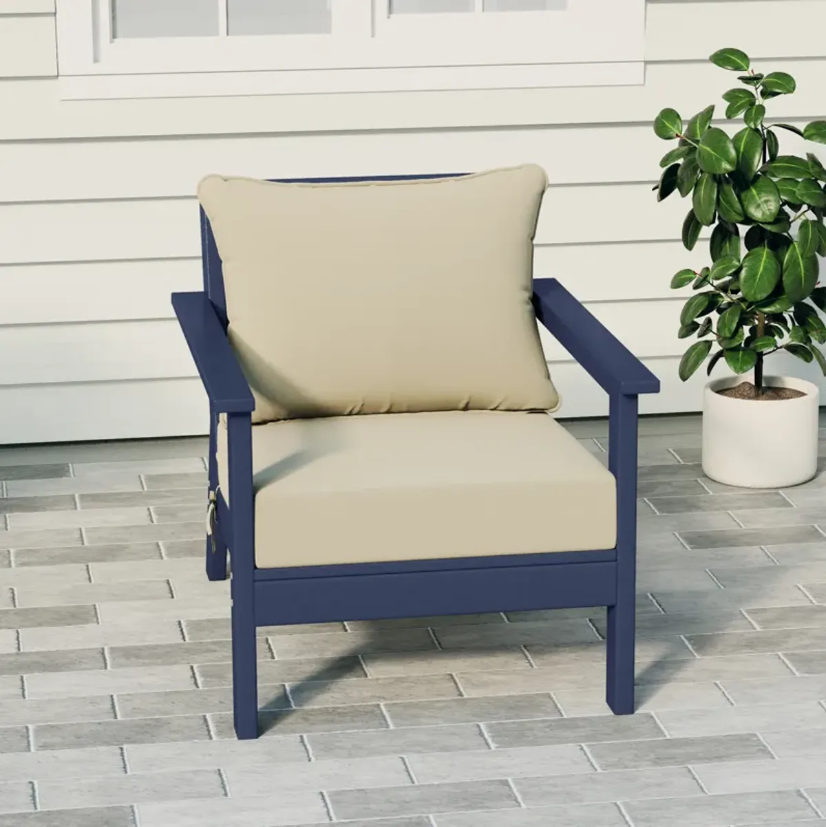 WestinTrends Outdoor Modern HDPE Patio Club Chair with Deep Seat Cushions