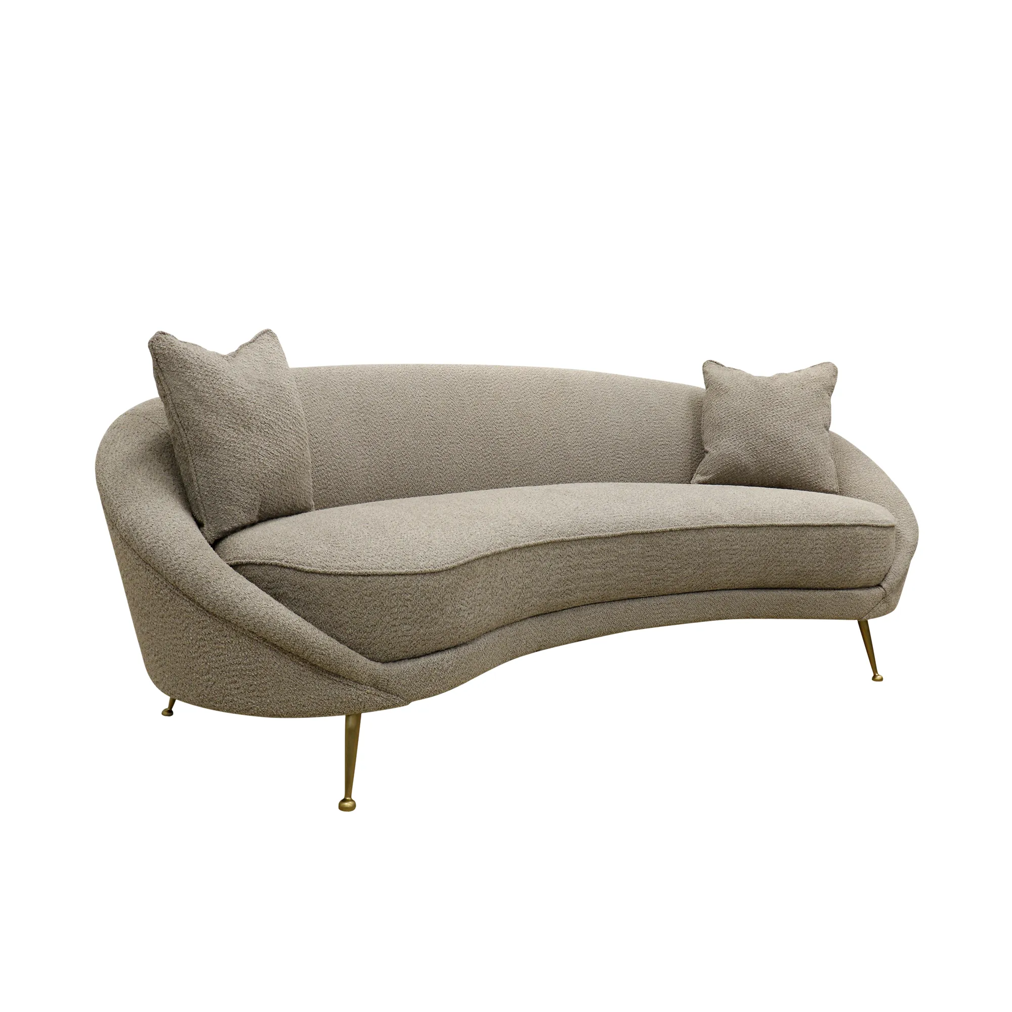 Pasargad Home Luna Collection Curved Sofa, 2 Pillows Included, Mocha