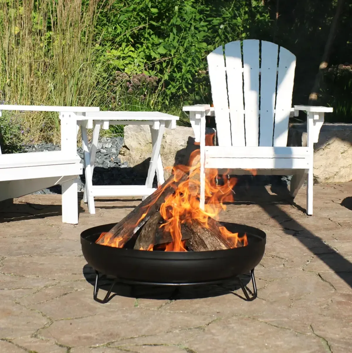 Sunnydaze 23 in Steel Wood-Burning Fire Pit Bowl with Stand - Black