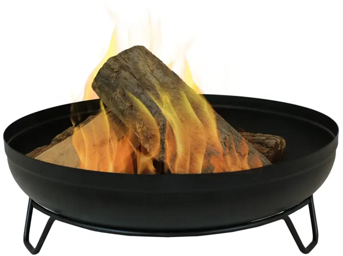 Sunnydaze 23 in Steel Wood-Burning Fire Pit Bowl with Stand - Black