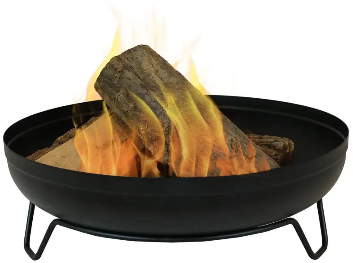 Sunnydaze 23 in Steel Wood-Burning Fire Pit Bowl with Stand - Black