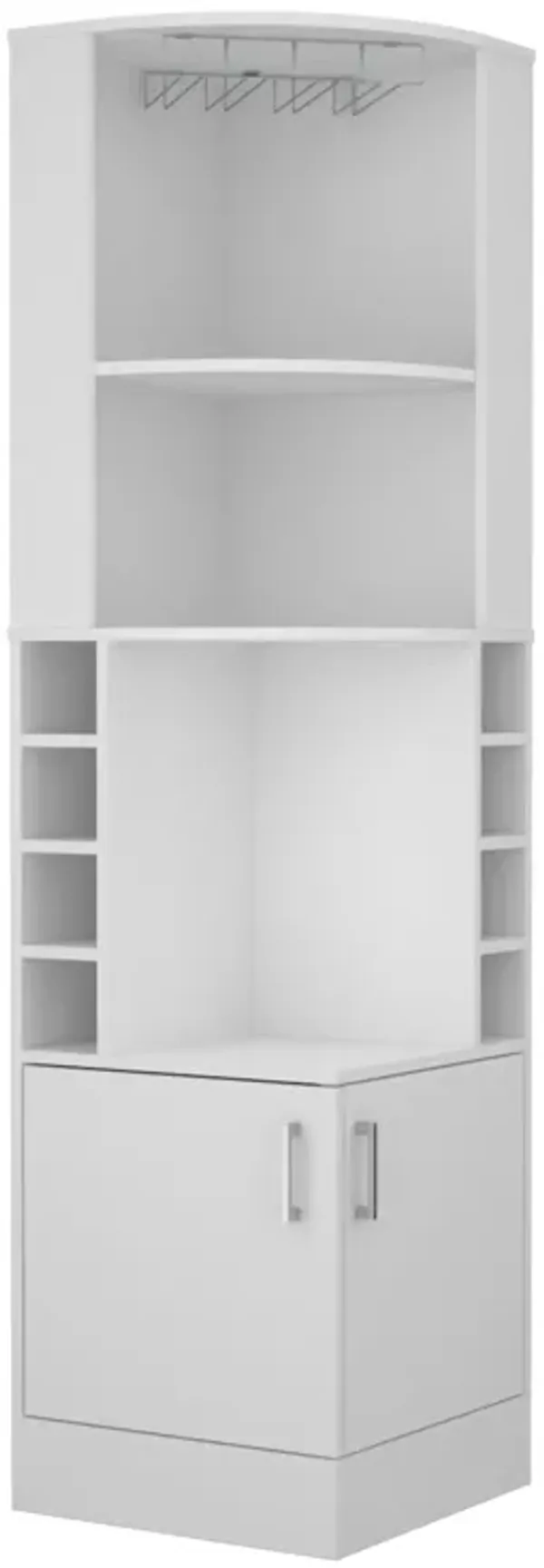 DEPOT E-SHOP Egina Corner Bar Cabinet, Two External Shelves , White