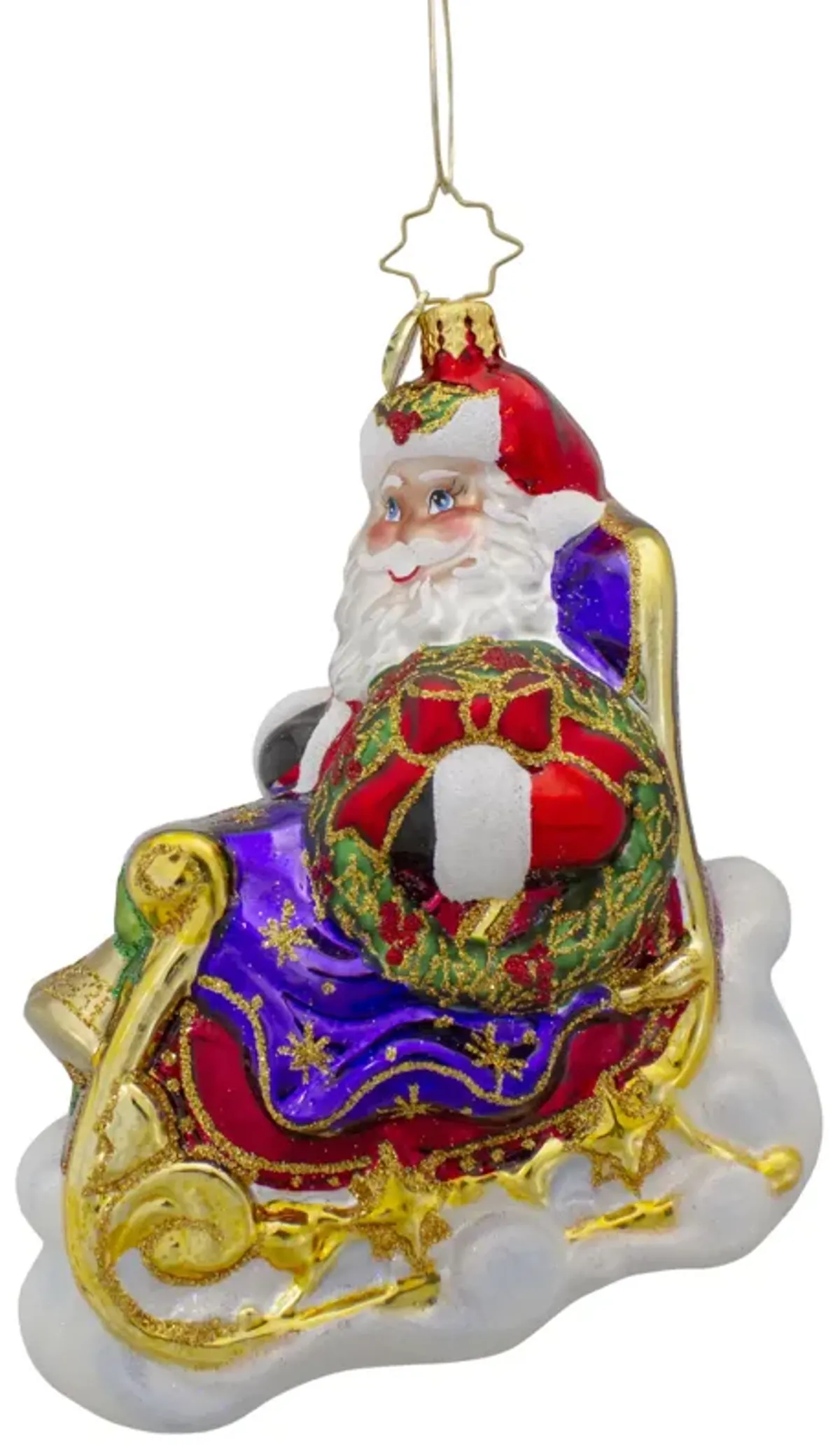 Christopher Radko Ringing While He's Singing Santa Glass Christmas Ornament 1020845