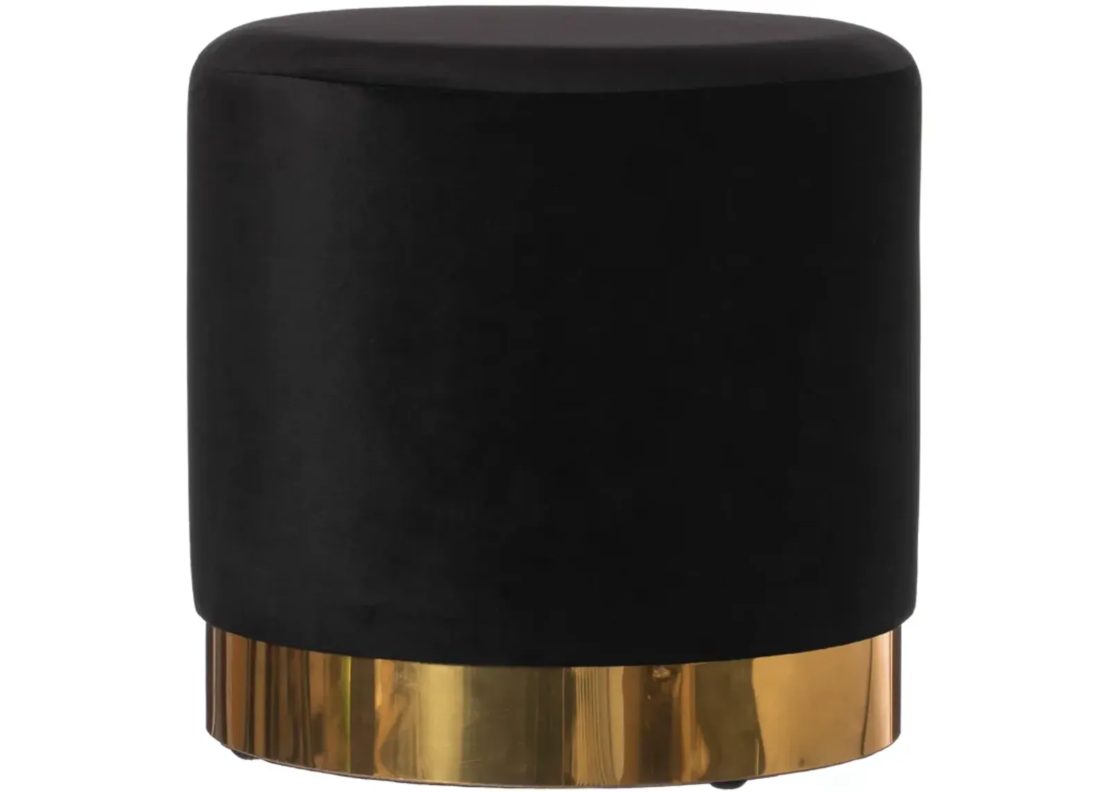 Modern Round Velvet Fabric Standard Ottoman Stool with Gold Base, Dark Green