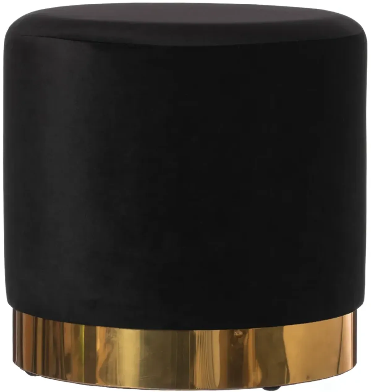 Modern Round Velvet Fabric Standard Ottoman Stool with Gold Base, Dark Green