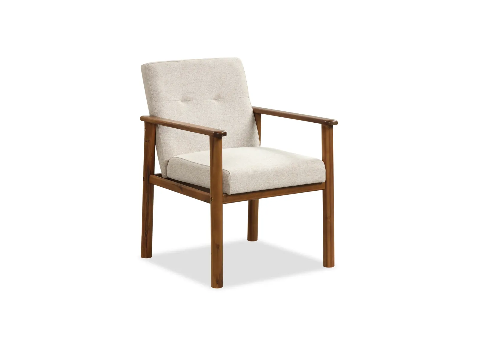 Modern Accent Linen Fabric Armchair with Solid Wood Legs and Soft Cushioned Seat