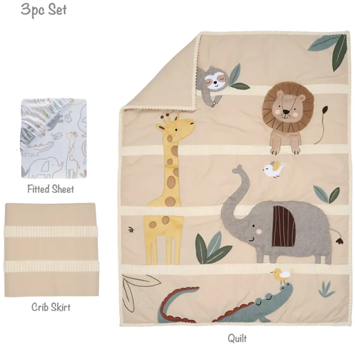 Lambs & Ivy Jungle Story 3-Piece Infant Safari Tan Baby Crib Bedding Set