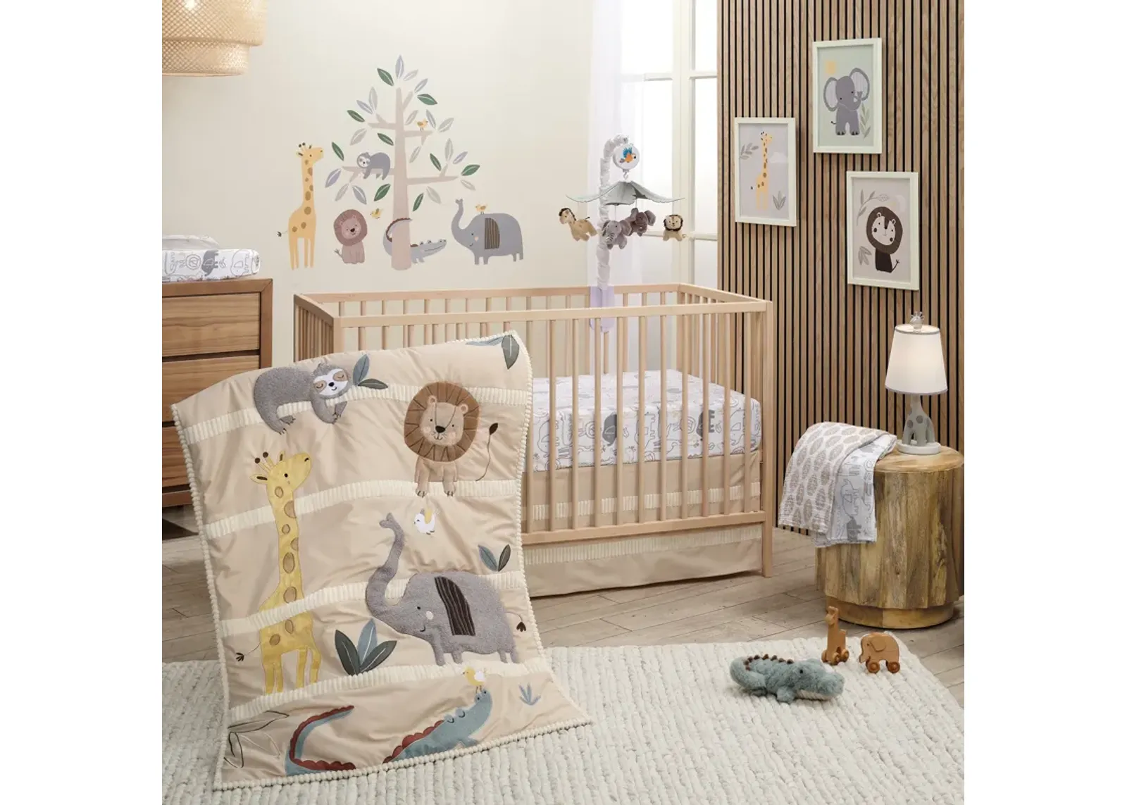 Lambs & Ivy Jungle Story 3-Piece Infant Safari Tan Baby Crib Bedding Set