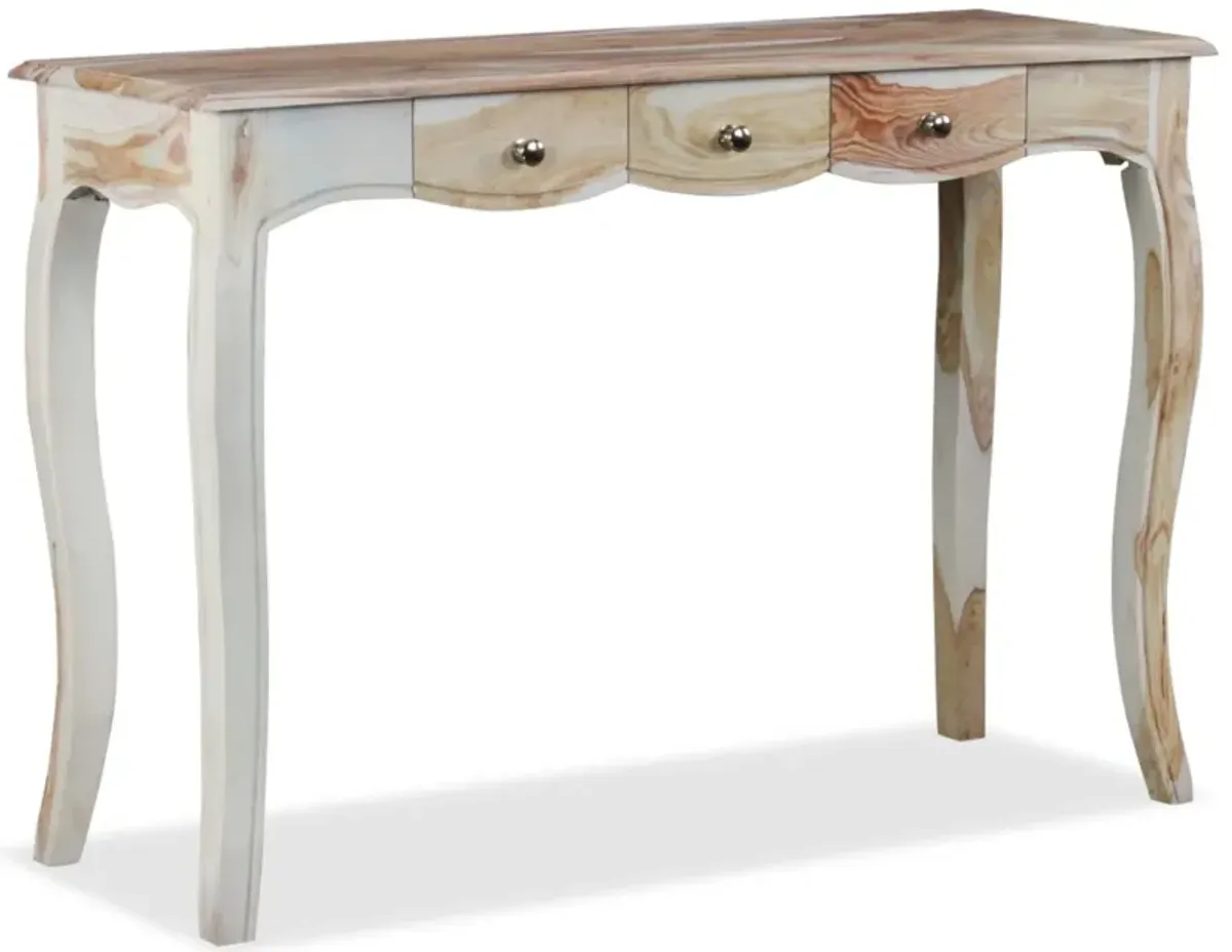 vidaXL Console Table with 3 Drawers Solid Sheesham Wood 43.3"x15.7"x30"