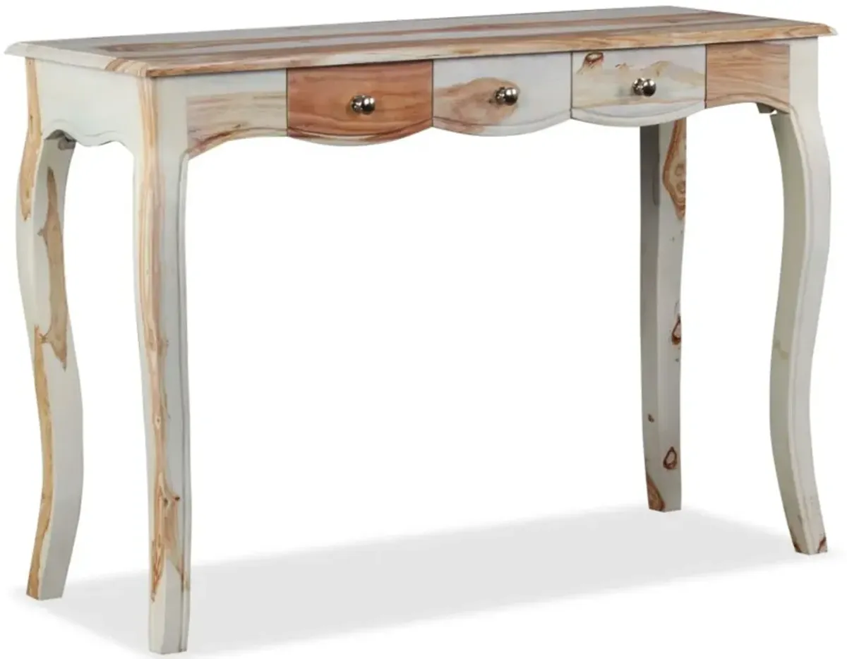 vidaXL Console Table with 3 Drawers Solid Sheesham Wood 43.3"x15.7"x30"