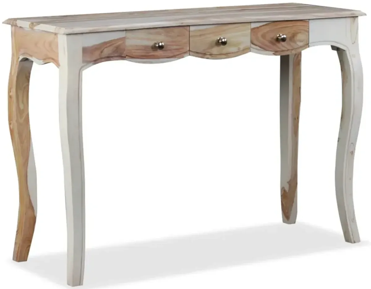 vidaXL Console Table with 3 Drawers Solid Sheesham Wood 43.3"x15.7"x30"