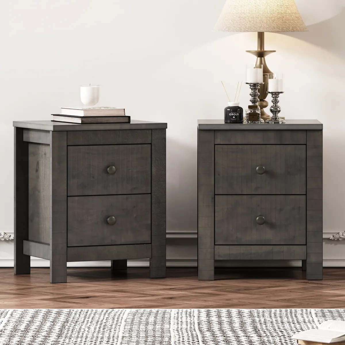 Merax Farmhouse Nightstand Set of 2