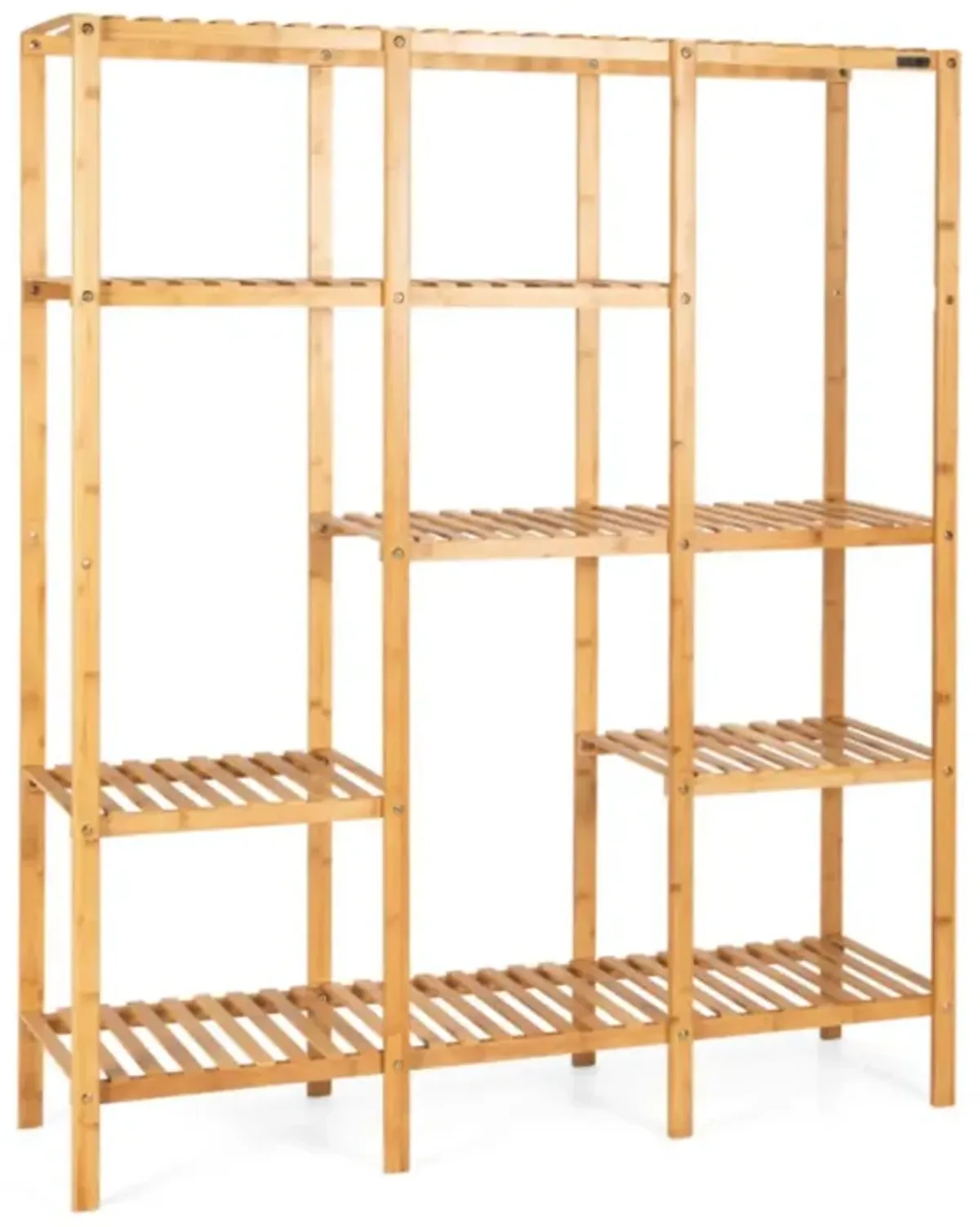 Hivvago 9-Tier Bamboo Plant Stand with Hanging Rack