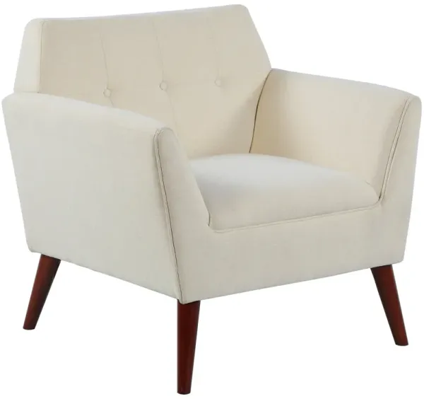 Beige Accent Seating: Living Room Chair with Tufted Straight Back