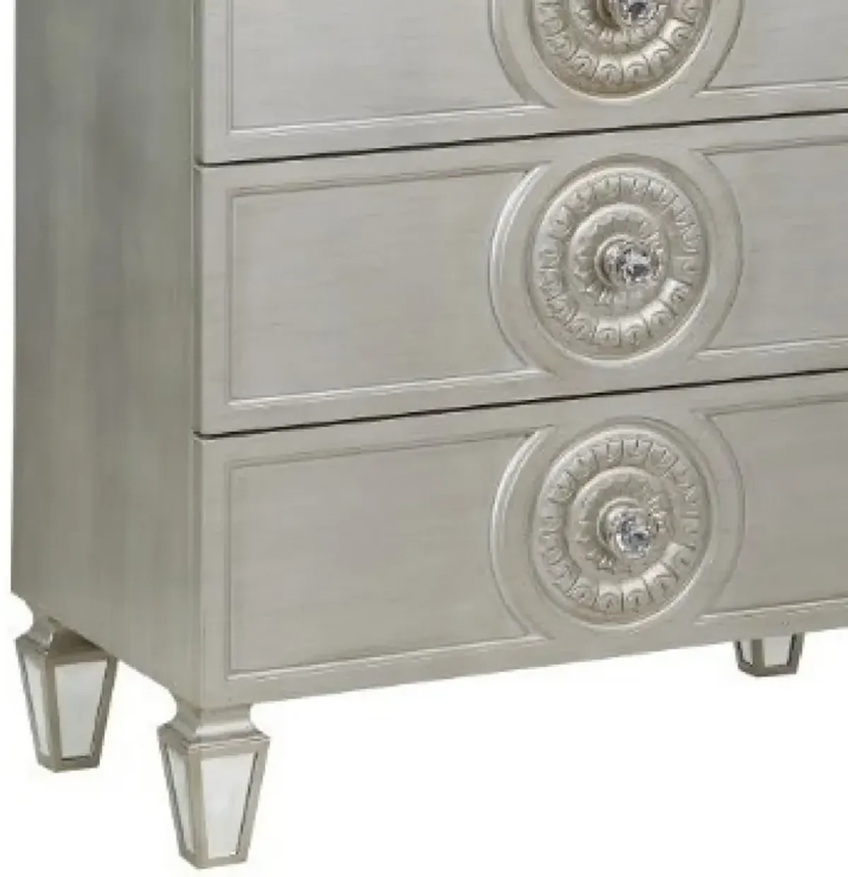 Nic 54 Inch Modern Tall Dresser Chest, 5 Drawers, Round Knobs, Silver-Benzara