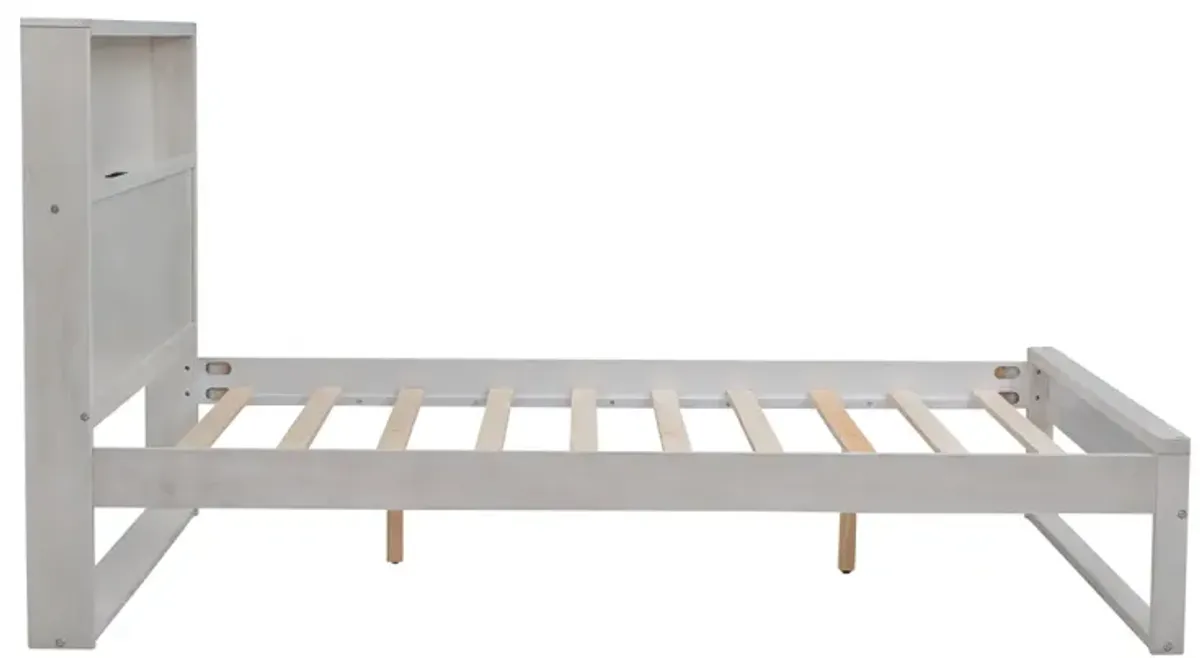 Platform Bed With Storage Headboard, Sockets And USB Ports, Full Size Platform Bed