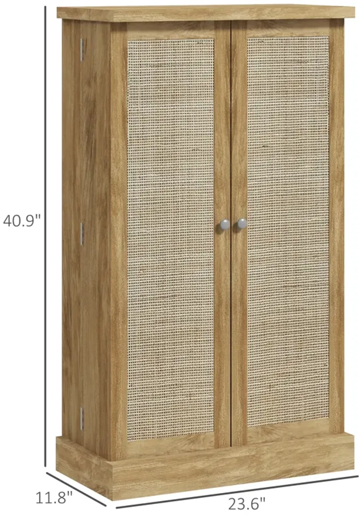 41" Rattan Kitchen Pantry Storage Cabinet with Spice Racks Natural