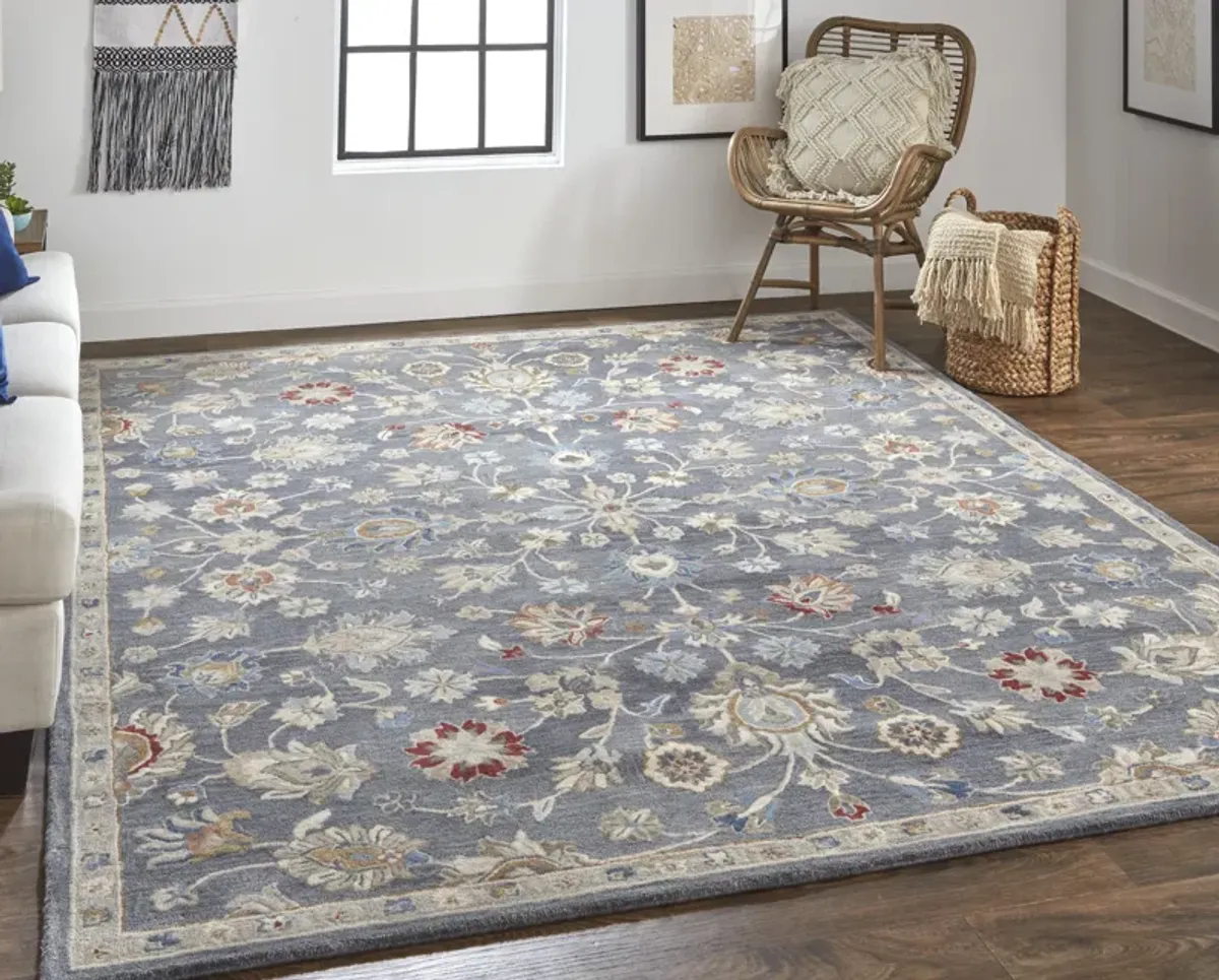 Rylan 8639F Gray/Ivory/Red 8' x 10' Rug