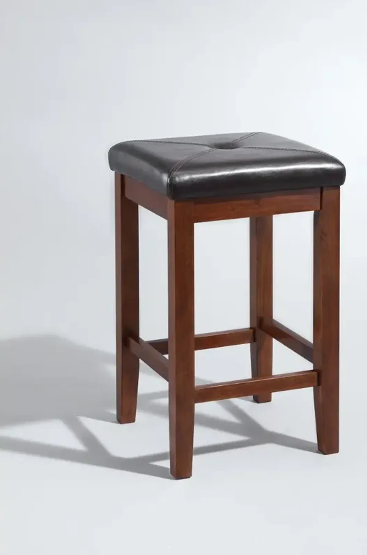 Upholstered Square Seat 2Pc Counter Stool Set Mahogany/Black - 2 Stools