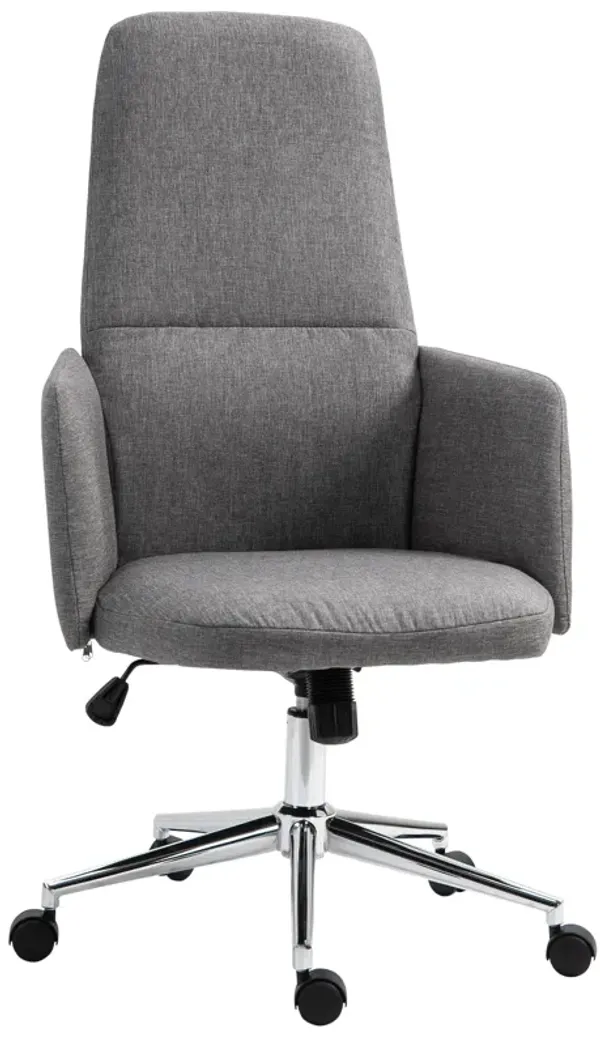 Grey Ergonomic Office Chair: Mid-Back, Breathable Fabric, Rocking, Wheels