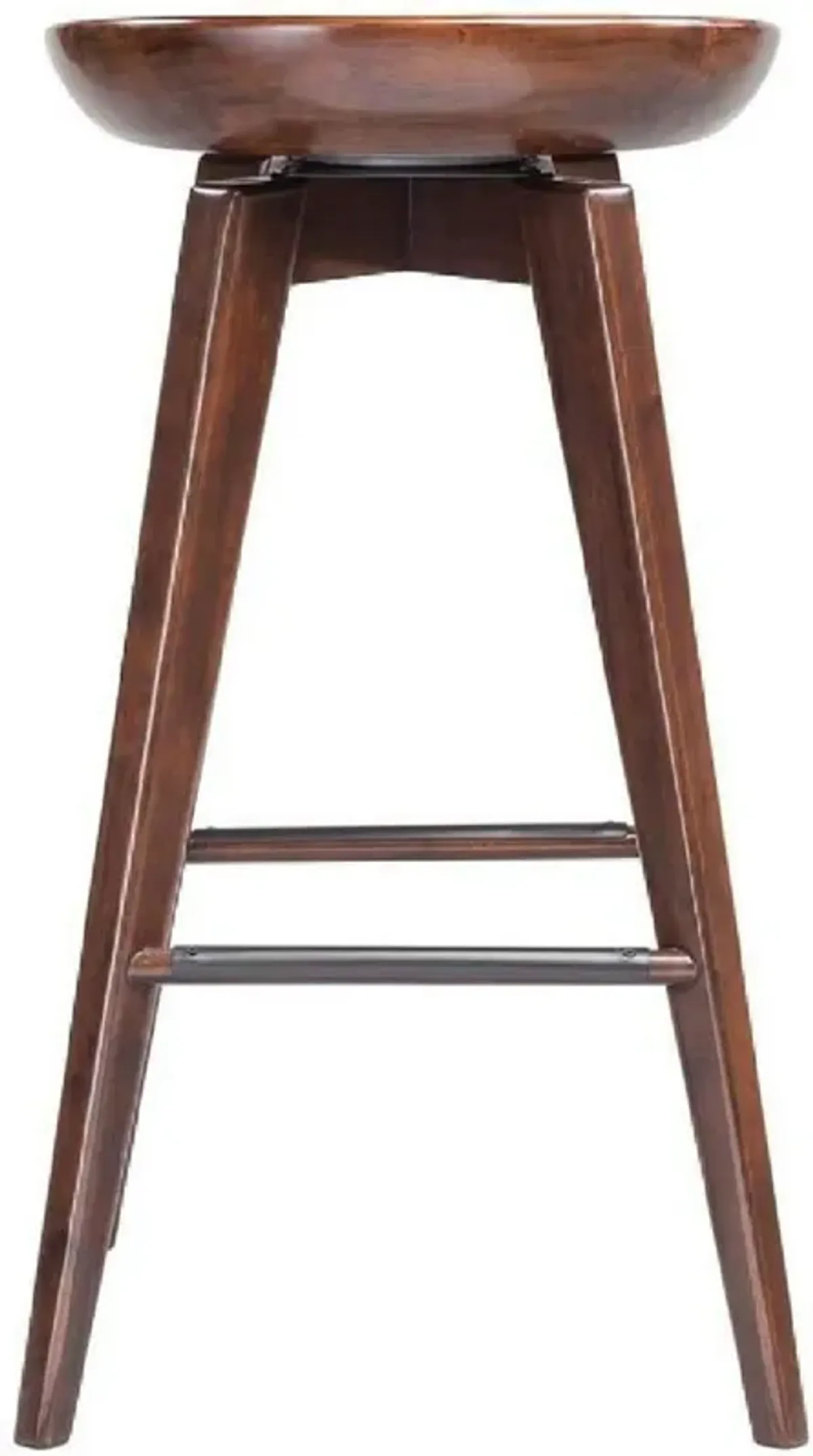 Contoured Seat Wooden Frame Swivel Barstool with Angled Legs, Natural Brown-Benzara