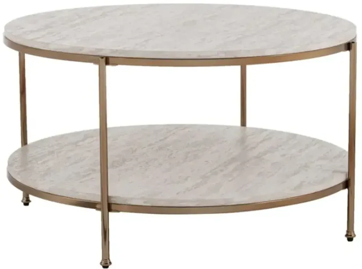 Homezia 33" White Solid Manufactured Wood And Metal Square Coffee Table