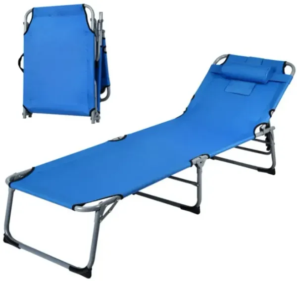Folding Chaise Lounge Chair Bed Adjustable Outdoor Patio Beach
