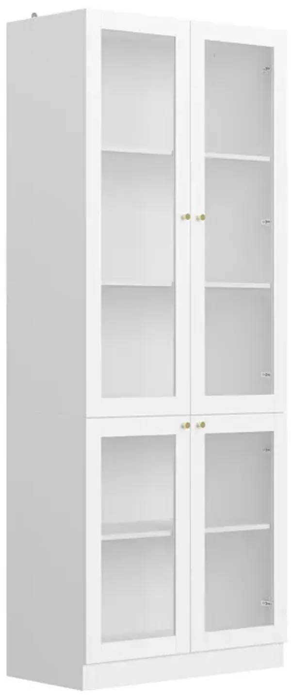 White Wood 31.5 in. W Sideboard Accent Storage Cabinet Bookcase with Acrylic Glass Doors