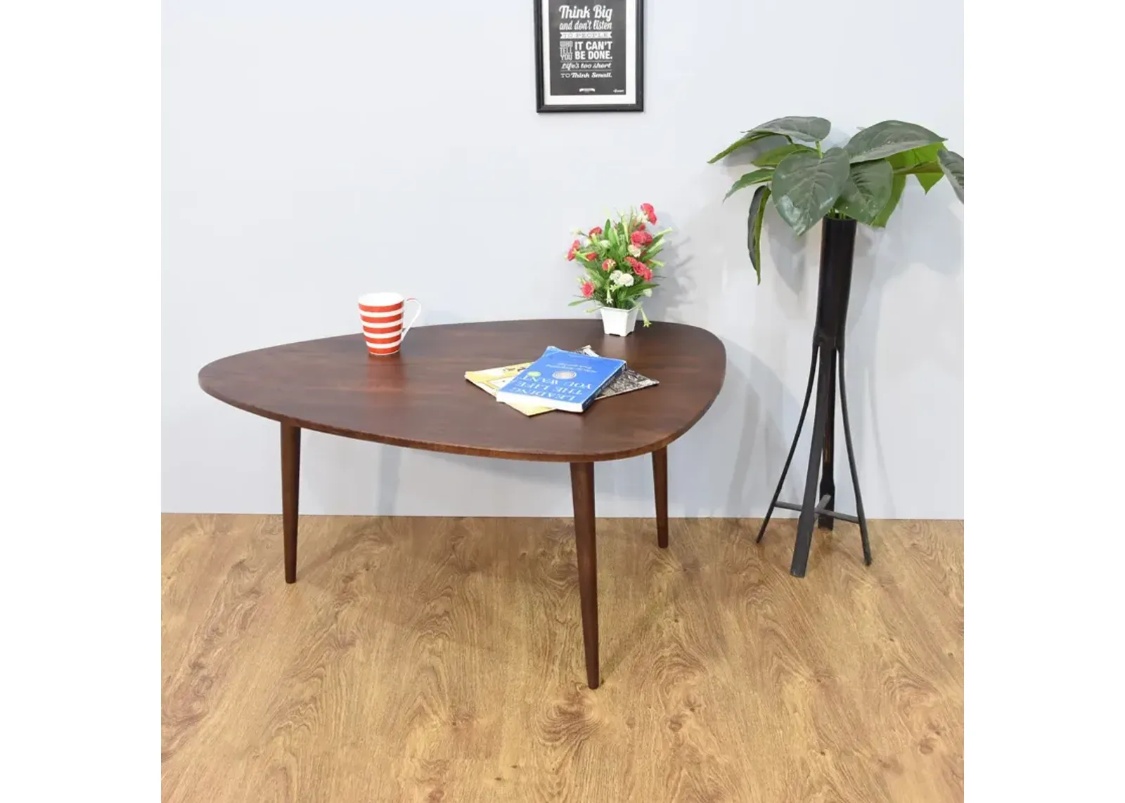 Handmade Eco-Friendly Modern Wood Black Drop Shaped Coffee Table 2'6" From BBH Homes