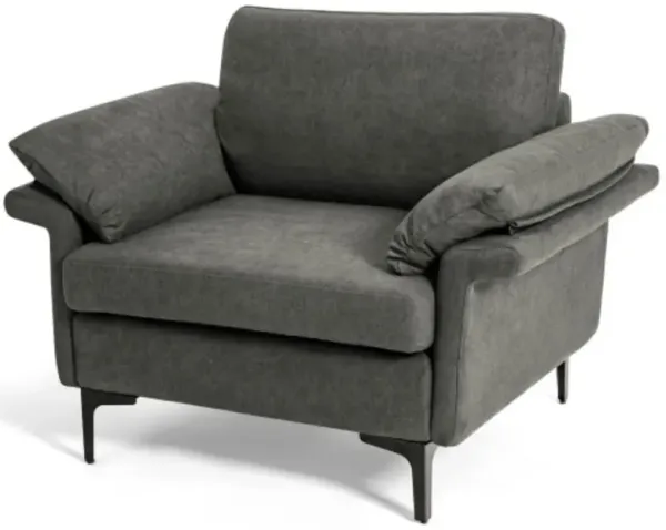 Hivago Modern Fabric Accent Armchair with Original Distributed Spring and Armrest Cushions-Rust Red