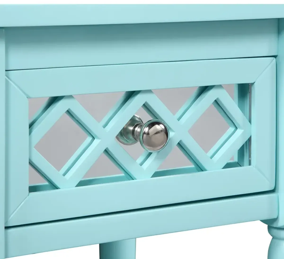 Convenience Concepts French Country Khloe Deluxe 1 Drawer Accent Table with Shelf, Aqua Blue