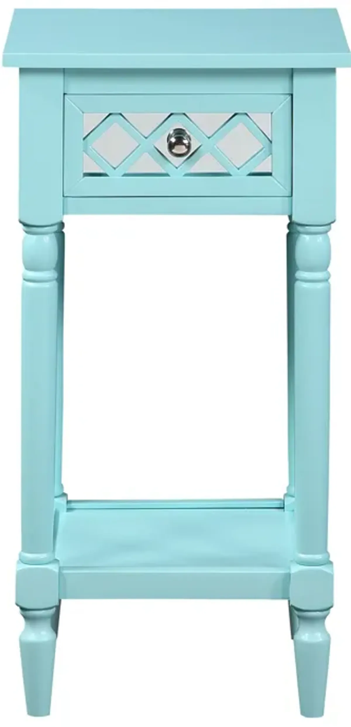 Convenience Concepts French Country Khloe Deluxe 1 Drawer Accent Table with Shelf, Aqua Blue