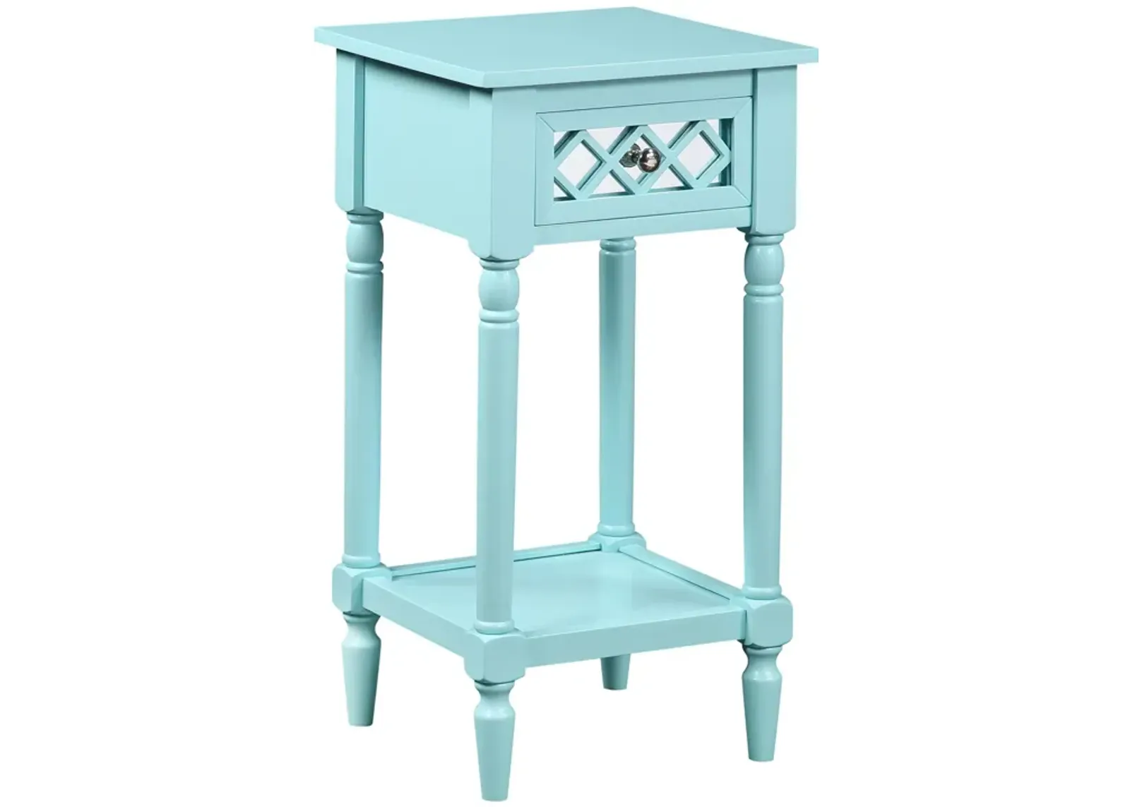 Convenience Concepts French Country Khloe Deluxe 1 Drawer Accent Table with Shelf, Aqua Blue